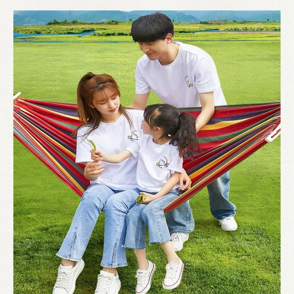Hammock Double Danshuang Human Hammock Outdoor Swing Outdoor Anti-Rollover Hanging Chair Dormitory Indoor Camping Picnic Hammock Outdoor(Blue,Small)