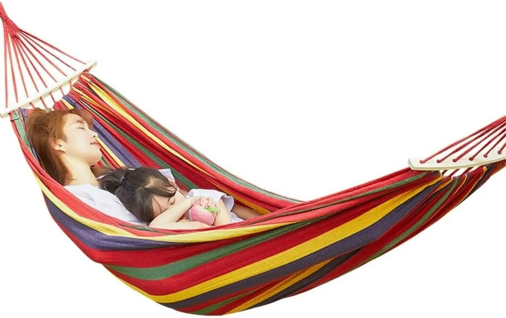 Hammock Double Danshuang Human Hammock Outdoor Swing Outdoor Anti-Rollover Hanging Chair Dormitory Indoor Camping Picnic Hammock Outdoor(Blue,Small)