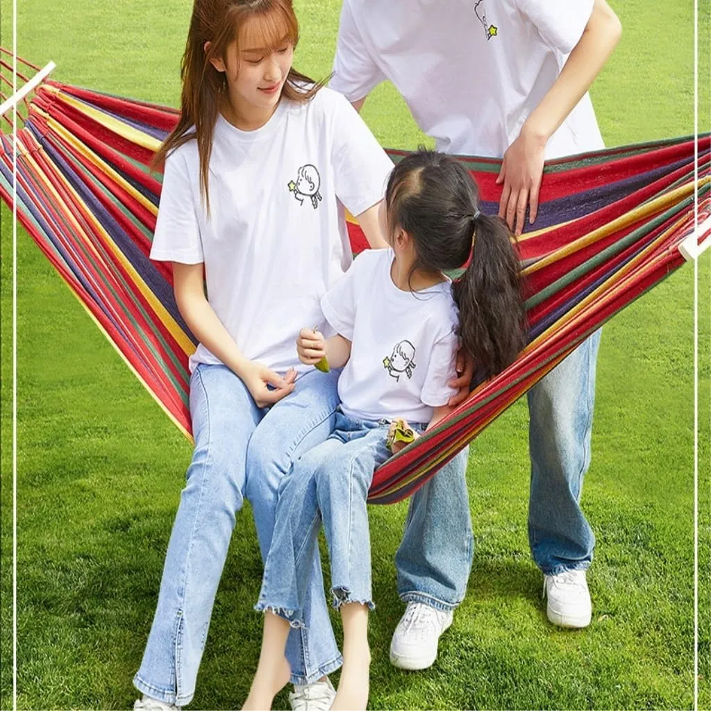 Hammock Double Danshuang Human Hammock Outdoor Swing Outdoor Anti-Rollover Hanging Chair Dormitory Indoor Camping Picnic Hammock Outdoor(Blue,Small)