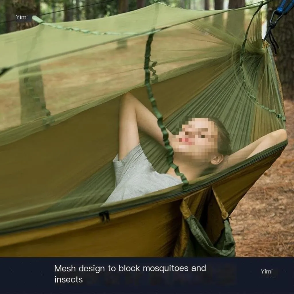 Hammock Double Hammock Outdoor Camping Anti-Mosquito Outdoor Camping with Mosquito Net Breathable Hanging Tree Tent Hammock Outdoor(E)