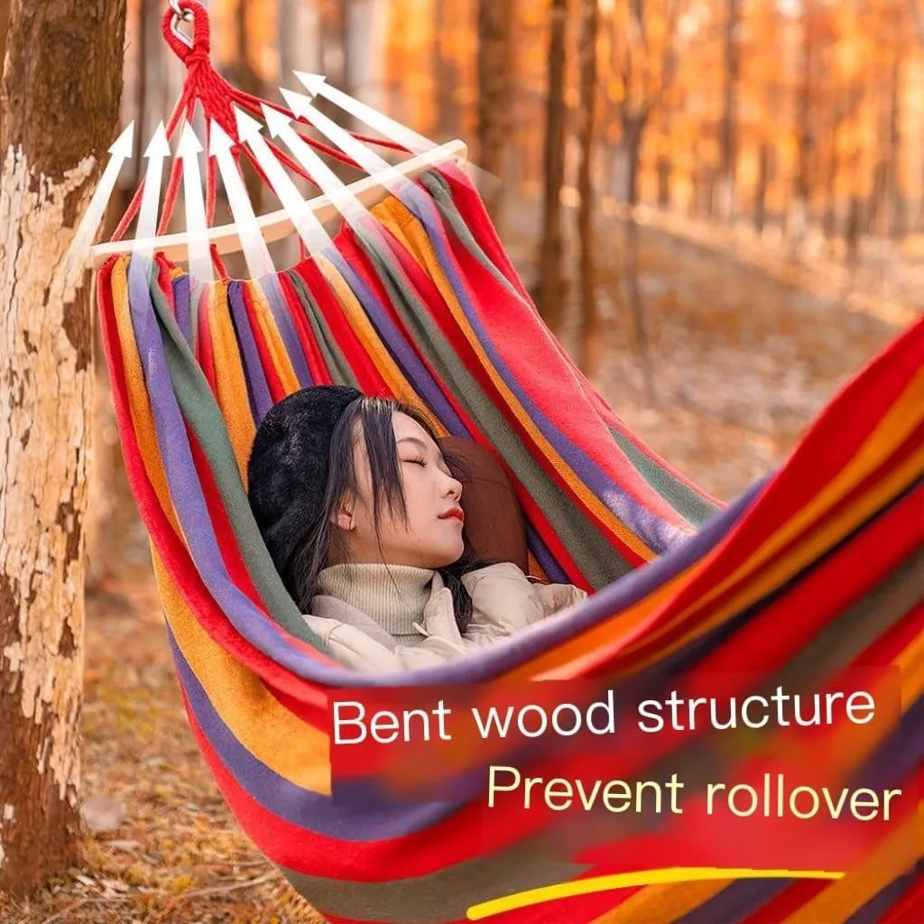 Hammock Double Hammock Outdoor Swing Adult Thickened Canvas Camping Leisure Single and Double Dormitory Hanging Chair Hammock Outdoor(Blue,261 * 100cm)