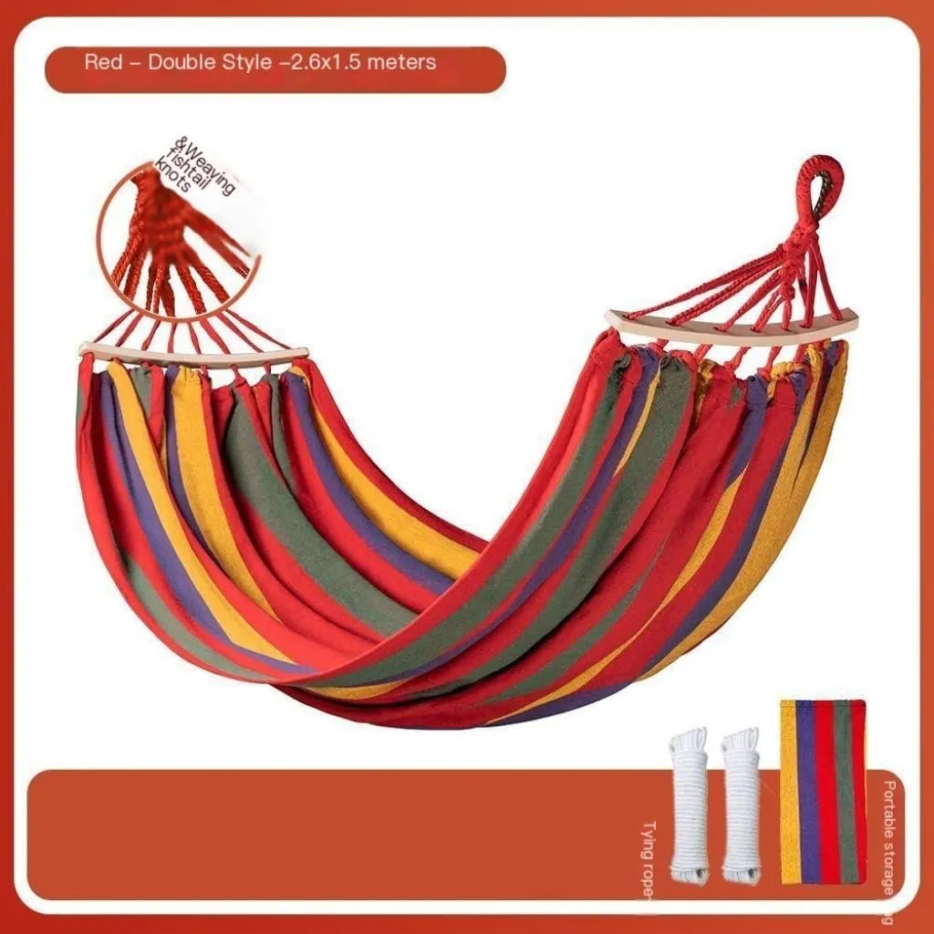 Hammock Double Hammock Outdoor Swing Adult Thickened Canvas Camping Leisure Single and Double Dormitory Hanging Chair Hammock Outdoor(Blue,261 * 100cm)