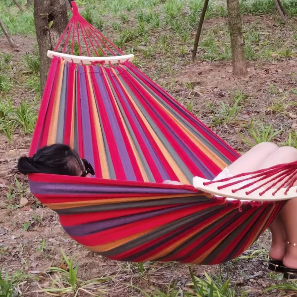 Hammock Double Hammock Outdoor Swing Anti-Rollover Home Indoor Single Double Hanging Chair Adult Sleeping Fall Out of Bed Hammock Outdoor(Red,Large)