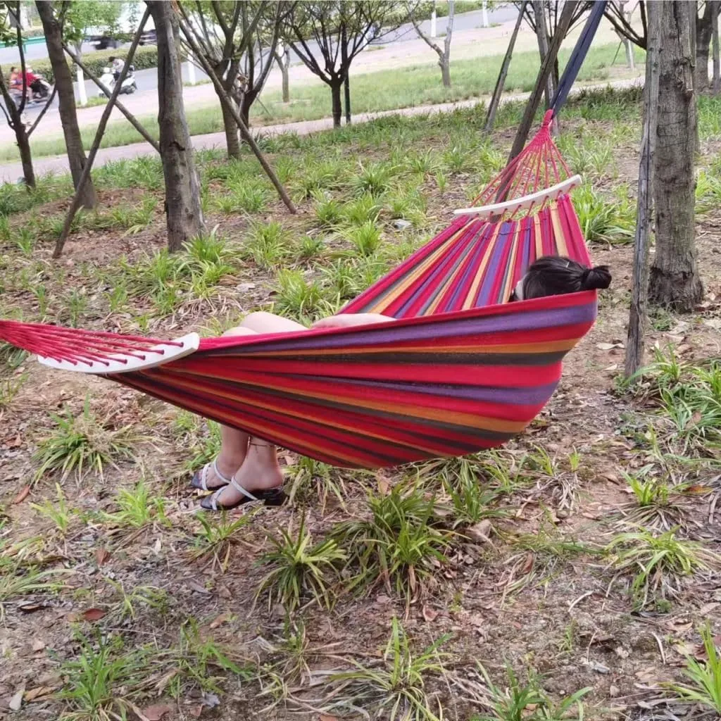 Hammock Double Hammock Outdoor Swing Anti-Rollover Home Indoor Single Double Hanging Chair Adult Sleeping Fall Out of Bed Hammock Outdoor(Red,Large)