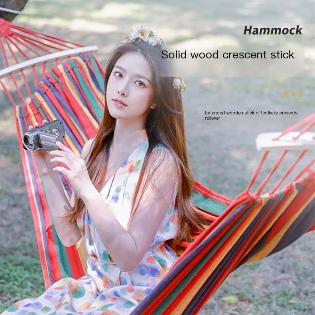 Hammock Double Hammock Outdoor Swing Anti-Rollover Home Indoor Single Double Hanging Chair Adult Sleeping Fall Out of Bed Hammock Outdoor(Red,Large)