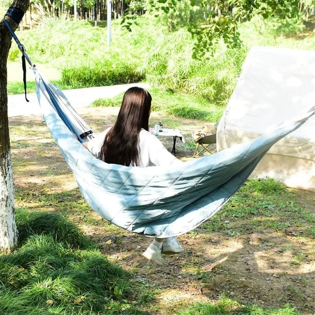 Hammock Double Hammock Outdoor Swing Canvas Outdoor Canvas Anti-Rollover Swing Hammock Outdoor Home Canvas Hanging Chair Hammock Outdoor(Blue)