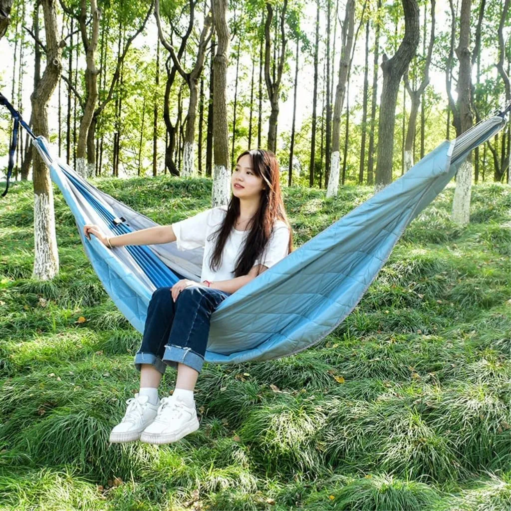 Hammock Double Hammock Outdoor Swing Canvas Outdoor Canvas Anti-Rollover Swing Hammock Outdoor Home Canvas Hanging Chair Hammock Outdoor(Blue)