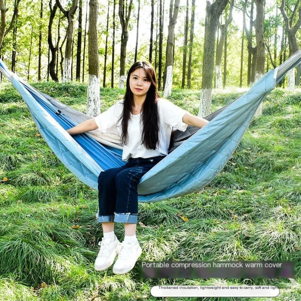 Hammock Double Hammock Outdoor Swing Canvas Outdoor Canvas Anti-Rollover Swing Hammock Outdoor Home Canvas Hanging Chair Hammock Outdoor(Blue)