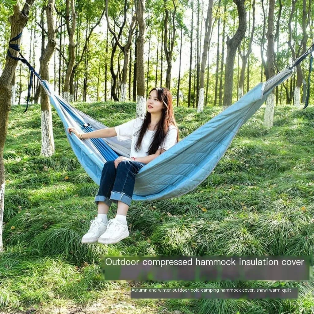 Hammock Double Hammock Outdoor Swing Canvas Outdoor Canvas Anti-Rollover Swing Hammock Outdoor Home Canvas Hanging Chair Hammock Outdoor(Blue)