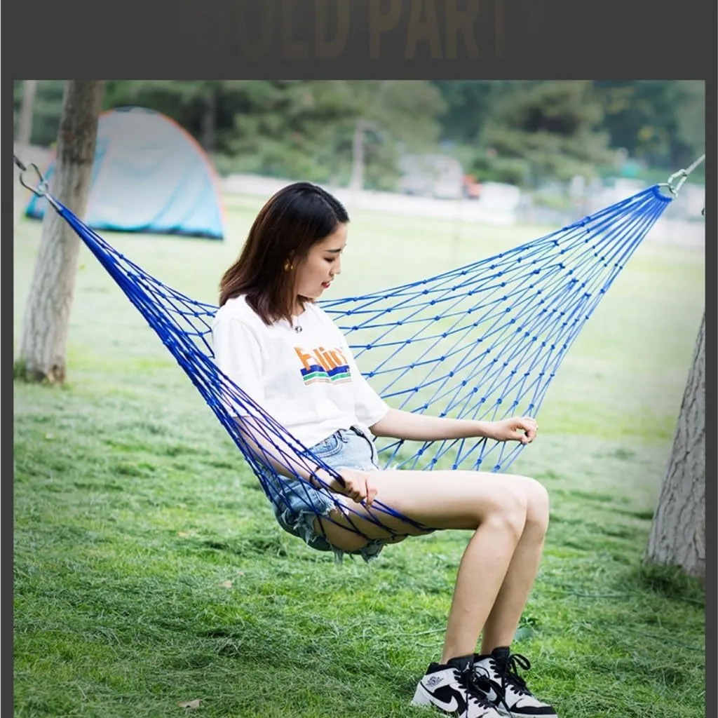 Hammock Double Hammock Outdoor Swing Mesh Wild Adult Thick Nylon Rope Indoor Home Bedroom Sleeping Hanging Chair Rocking Bed Hammock Outdoor(Red,Large)