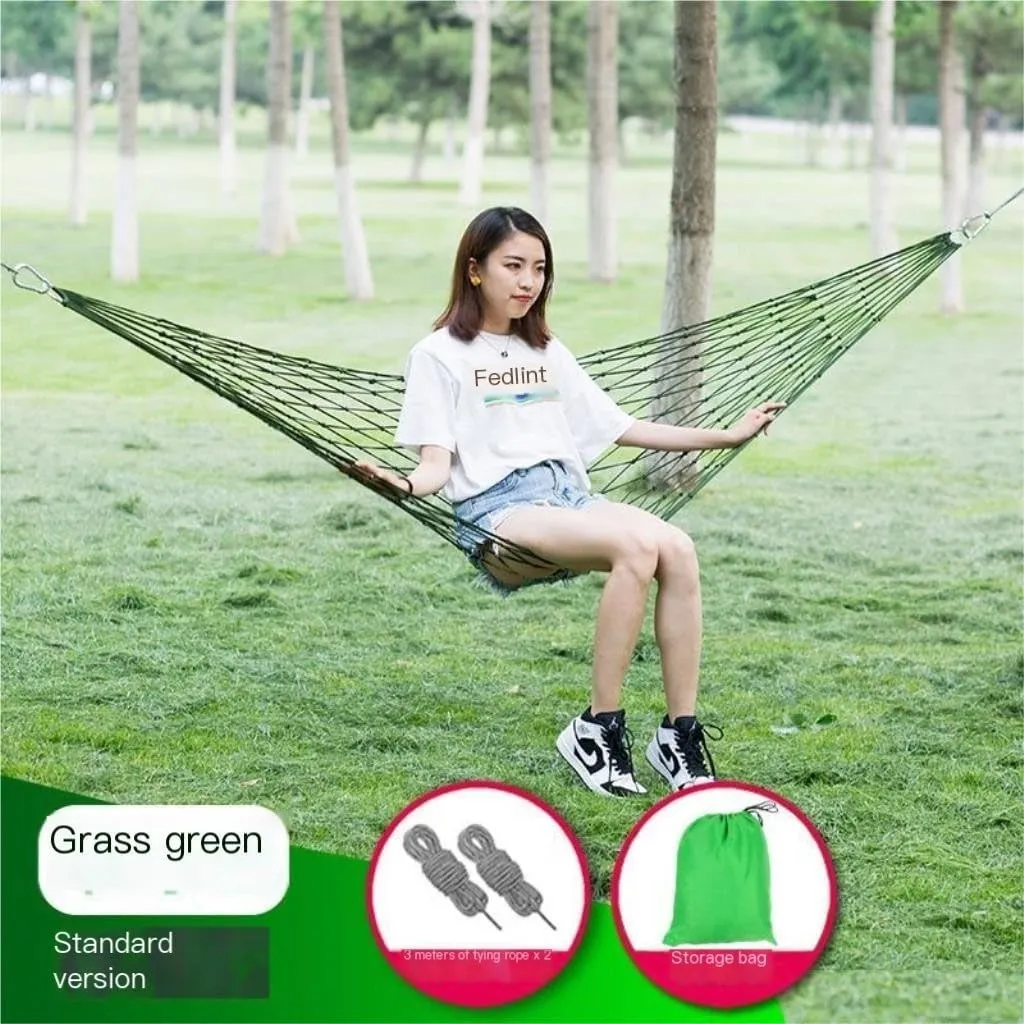 Hammock Double Hammock Outdoor Swing Mesh Wild Adult Thick Nylon Rope Indoor Home Bedroom Sleeping Hanging Chair Rocking Bed Hammock Outdoor(Red,Large)