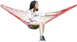 Hammock Double Hammock Outdoor Swing Mesh Wild Adult Thick Nylon Rope Indoor Home Bedroom Sleeping Hanging Chair Rocking Bed Hammock Outdoor(Red,Large)