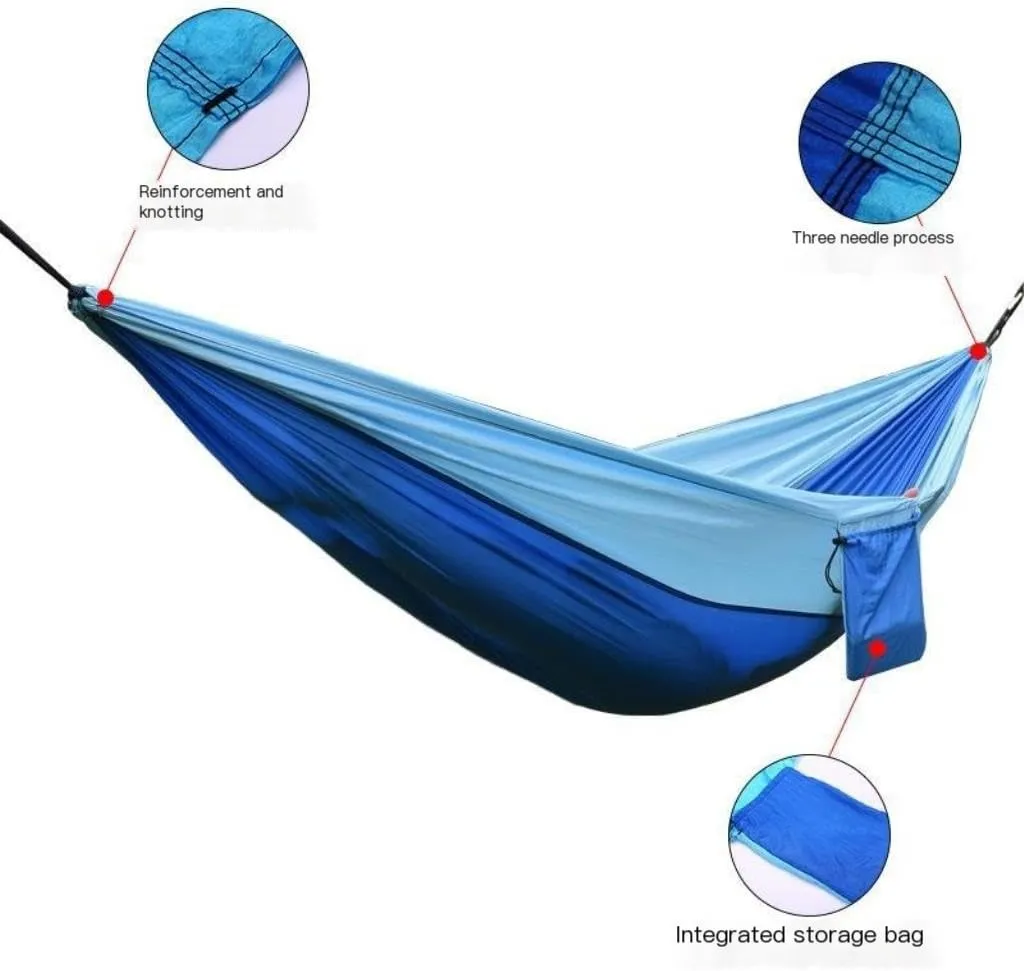 Hammock Double High Load-Bearing Anti-Rollover Nylon Hammock Outdoor Ultra-Light Single and Double Parachute Cloth Hammock Hammock Outdoor(B)