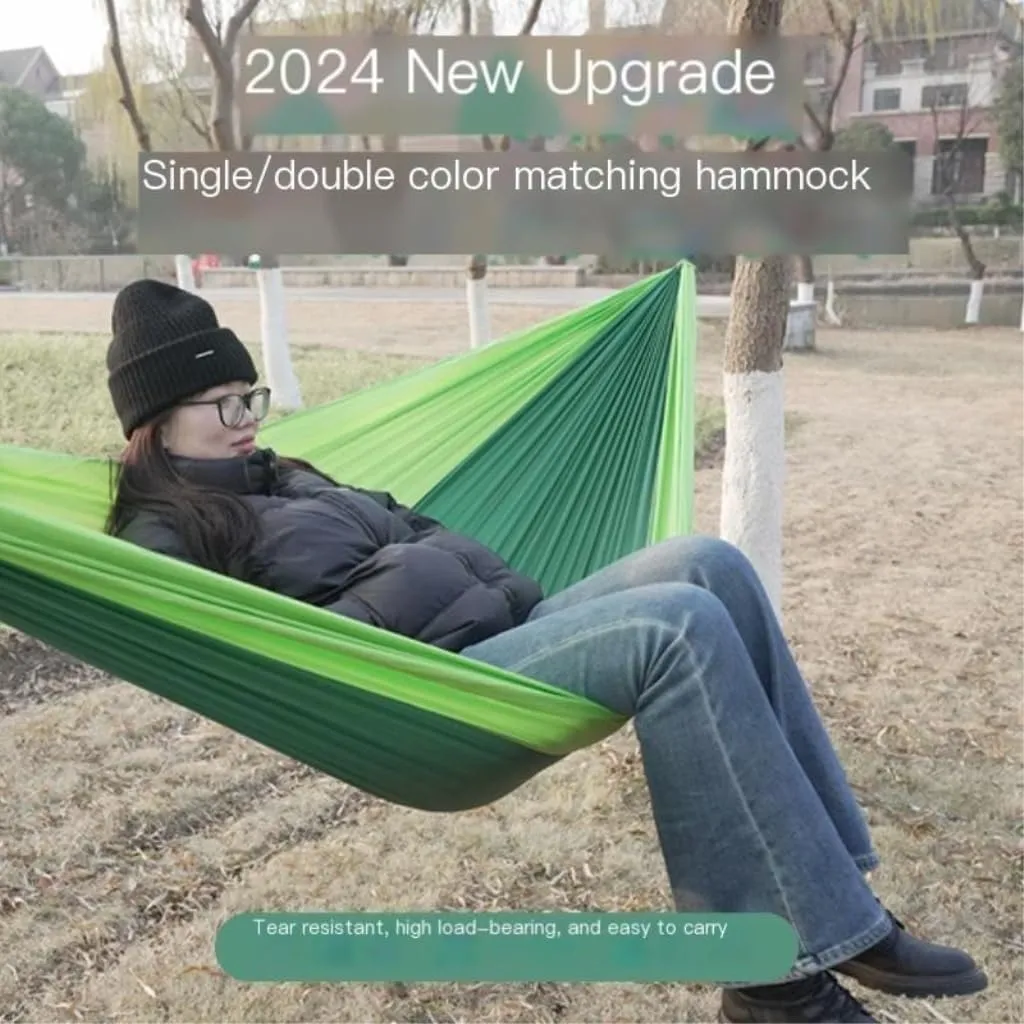 Hammock Double High Load-Bearing Anti-Rollover Nylon Hammock Outdoor Ultra-Light Single and Double Parachute Cloth Hammock Hammock Outdoor(B)