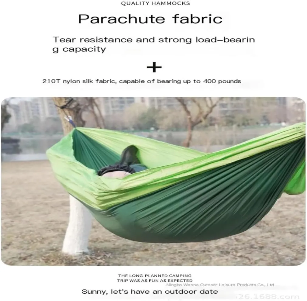 Hammock Double High Load-Bearing Anti-Rollover Nylon Hammock Outdoor Ultra-Light Single and Double Parachute Cloth Hammock Hammock Outdoor(B)