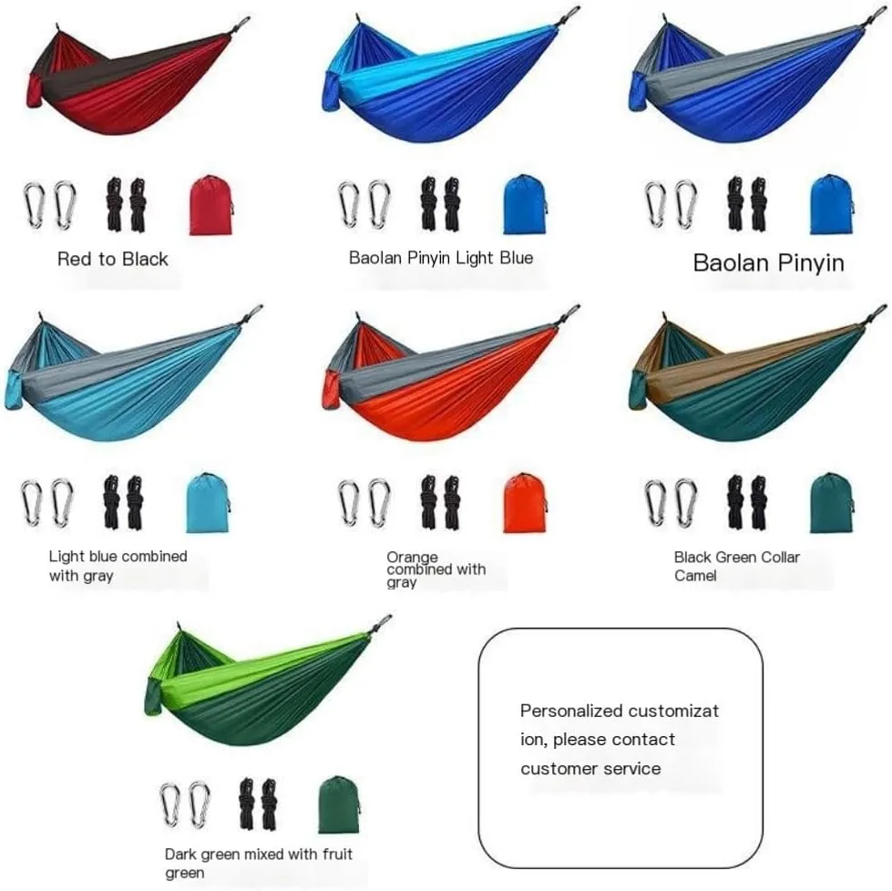 Hammock Double High Load-Bearing Anti-Rollover Nylon Hammock Outdoor Ultra-Light Single and Double Parachute Cloth Hammock Hammock Outdoor(B)