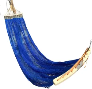 Hammock Double Ice Silk Hammock Outdoor Thickened Fine Mesh Single and Double Anti-Rollover Hanging Chair Camping Courtyard Hammock Outdoor(Blue,B)