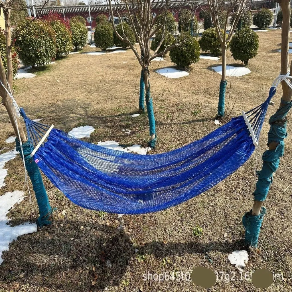 Hammock Double Ice Silk Hammock Outdoor Thickened Fine Mesh Single and Double Anti-Rollover Hanging Chair Camping Courtyard Hammock Outdoor(Purple,B)