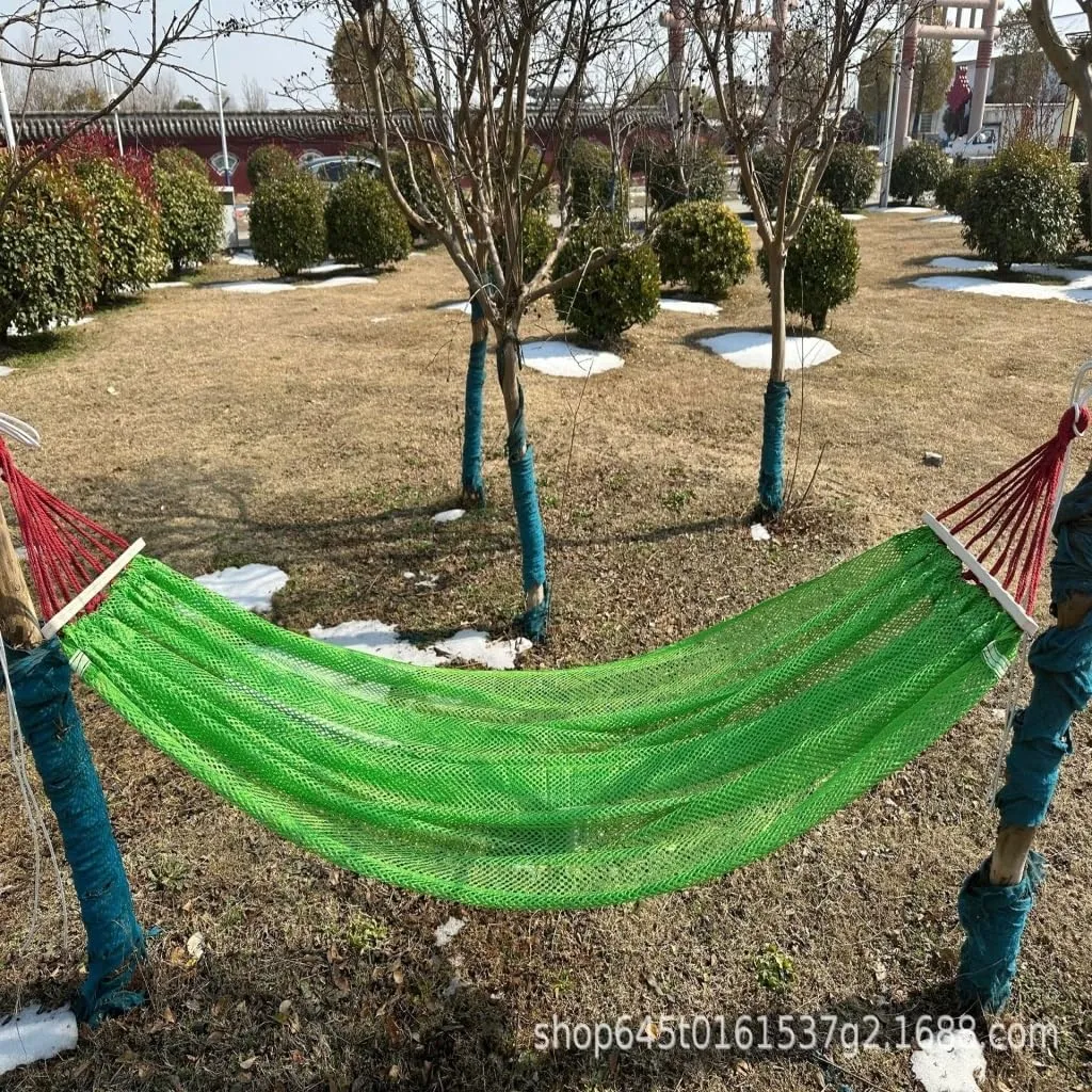 Hammock Double Ice Silk Hammock Outdoor Thickened Fine Mesh Single and Double Anti-Rollover Hanging Chair Camping Courtyard Hammock Outdoor(Purple,B)