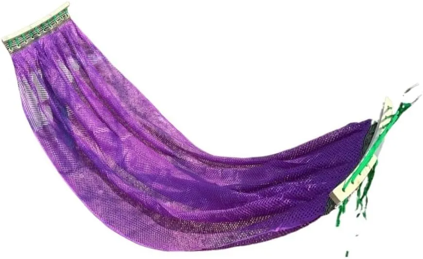 Hammock Double Ice Silk Hammock Outdoor Thickened Fine Mesh Single and Double Anti-Rollover Hanging Chair Camping Courtyard Hammock Outdoor(Purple,B)