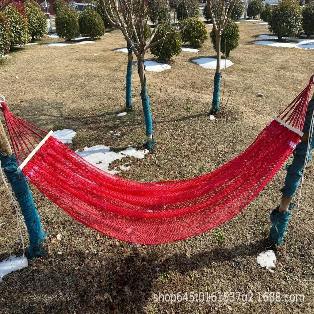 Hammock Double Ice Silk Hammock Outdoor Thickened Fine Mesh Single and Double Anti-Rollover Hanging Chair Camping Courtyard Hammock Outdoor(Purple,B)