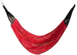 Hammock Double Ice Silk Hammock Outdoor Thickened Fine Mesh Single and Double Anti-Rollover Hanging Chair Camping Courtyard Hammock Outdoor(Red,A)