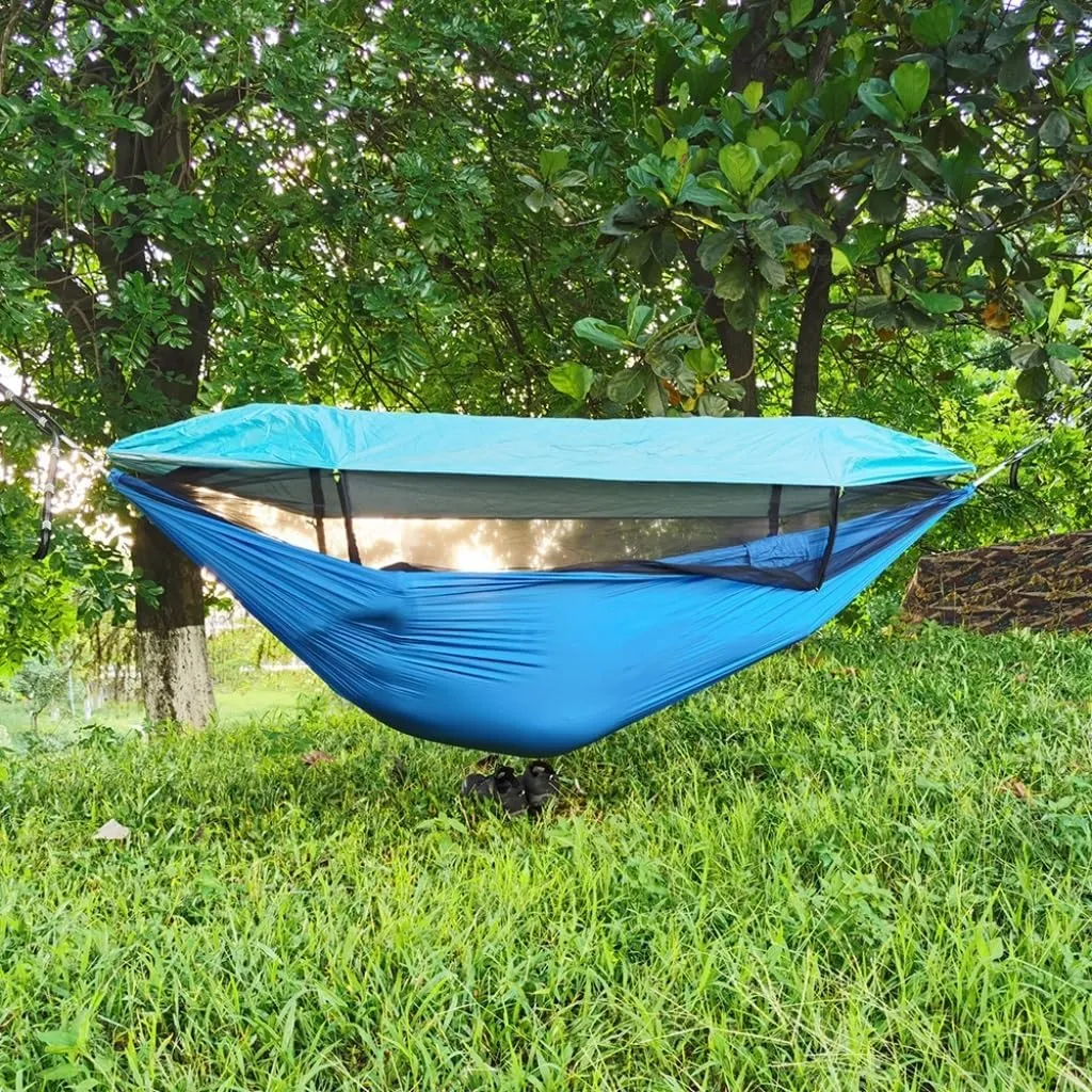 Hammock Double Mosquito Net Hammock Outdoor Camping Fully Automatic Quick-Open Hammock Sunshade Outdoor Anti-Mosquito Hammock Hammock Outdoor(Green)