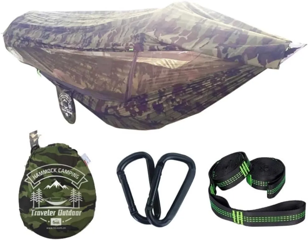Hammock Double Mosquito Net Hammock Outdoor Camping Fully Automatic Quick-Open Hammock Sunshade Outdoor Anti-Mosquito Hammock Hammock Outdoor(Green)