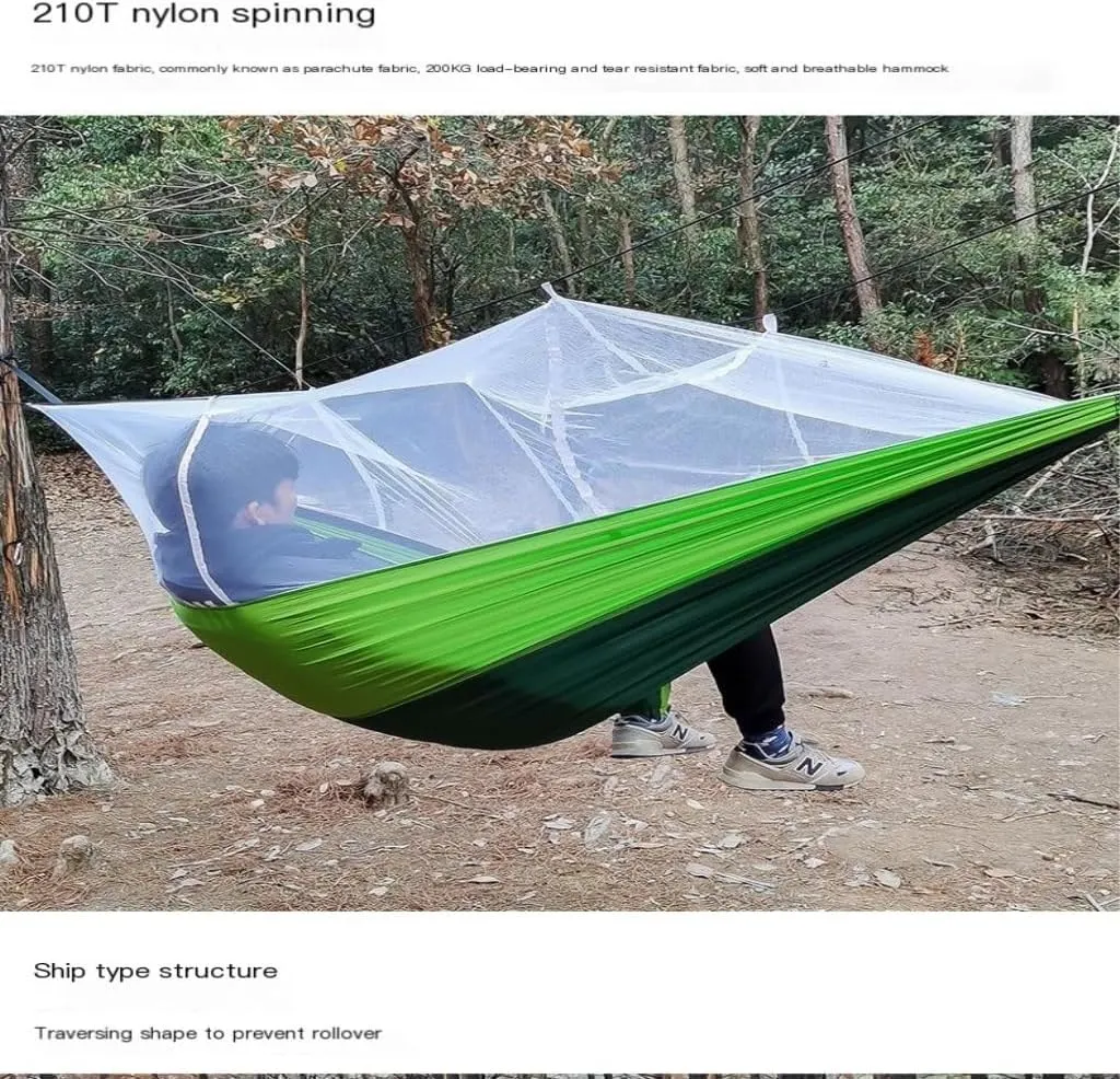 Hammock Double Multifunctional Outdoor Hammocks, with Mosquito Net, Enjoy a Comfortable Camping Time Hammock Outdoor(Gray)