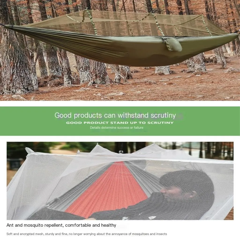 Hammock Double Multifunctional Outdoor Hammocks, with Mosquito Net, Enjoy a Comfortable Camping Time Hammock Outdoor(Gray)