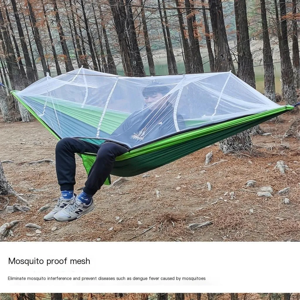 Hammock Double Multifunctional Outdoor Hammocks, with Mosquito Net, Enjoy a Comfortable Camping Time Hammock Outdoor(Gray)