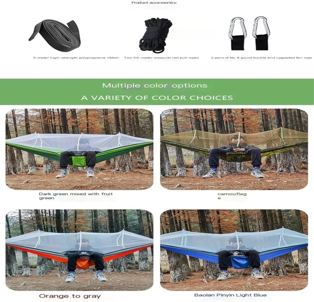 Hammock Double Multifunctional Outdoor Hammocks, with Mosquito Net, Enjoy a Comfortable Camping Time Hammock Outdoor(Gray)