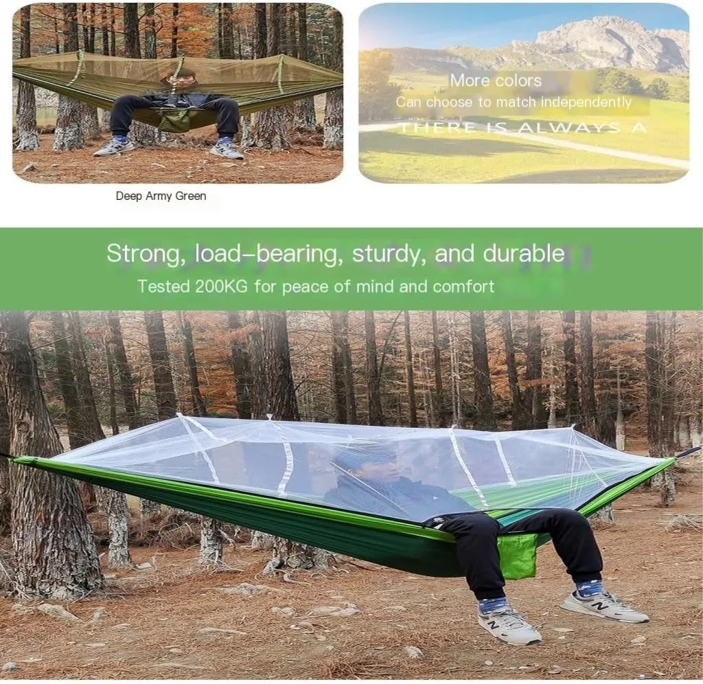 Hammock Double Multifunctional Outdoor Hammocks, with Mosquito Net, Enjoy a Comfortable Camping Time Hammock Outdoor(Gray)