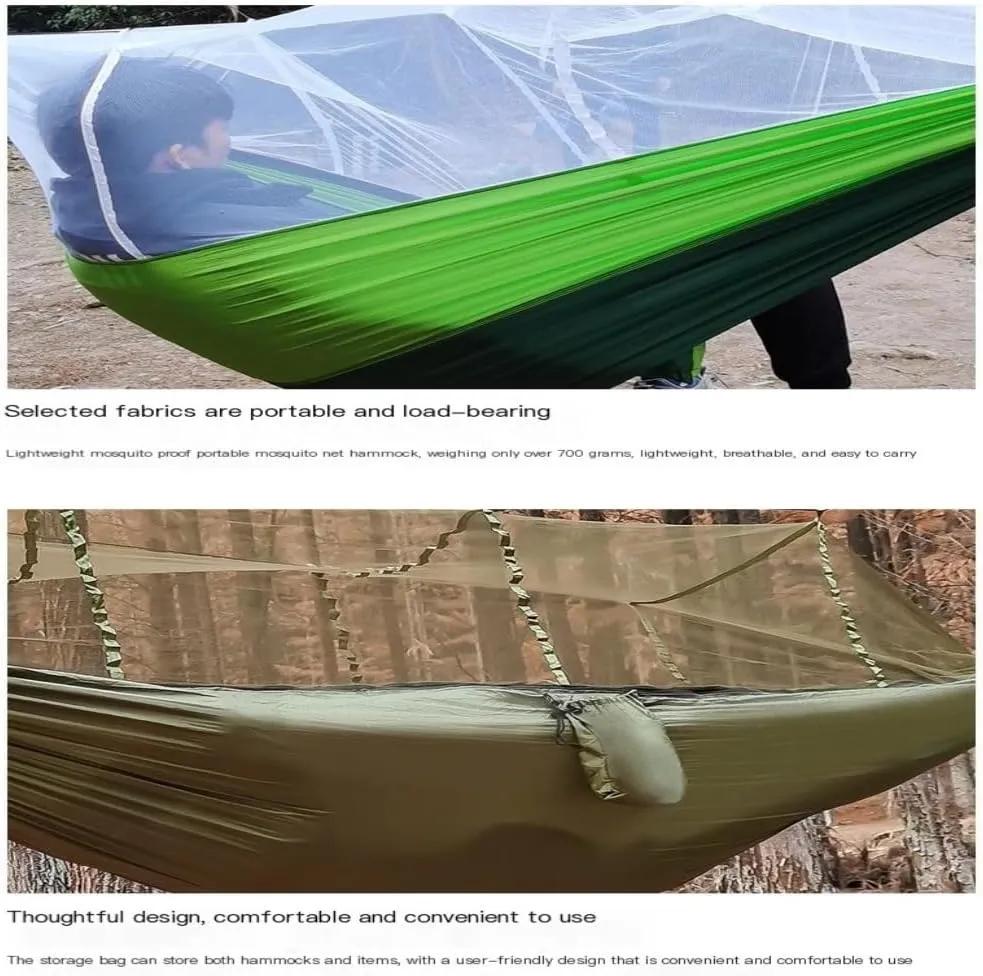 Hammock Double Multifunctional Outdoor Hammocks, with Mosquito Net, Enjoy a Comfortable Camping Time Hammock Outdoor(Gray)