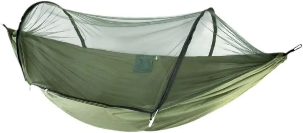 Hammock Double Outdoor Anti-Mosquito Hammock Automatic Quick Opening with Mosquito Net Parachute Cloth Single Double Portable Hammock Outdoor(Green)