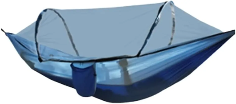 Hammock Double Outdoor Camping Anti-Rollover Nylon Hammock with Mosquito Net Automatic Quick-Opening Mosquito Net Hammock Hammock Outdoor(Blue)