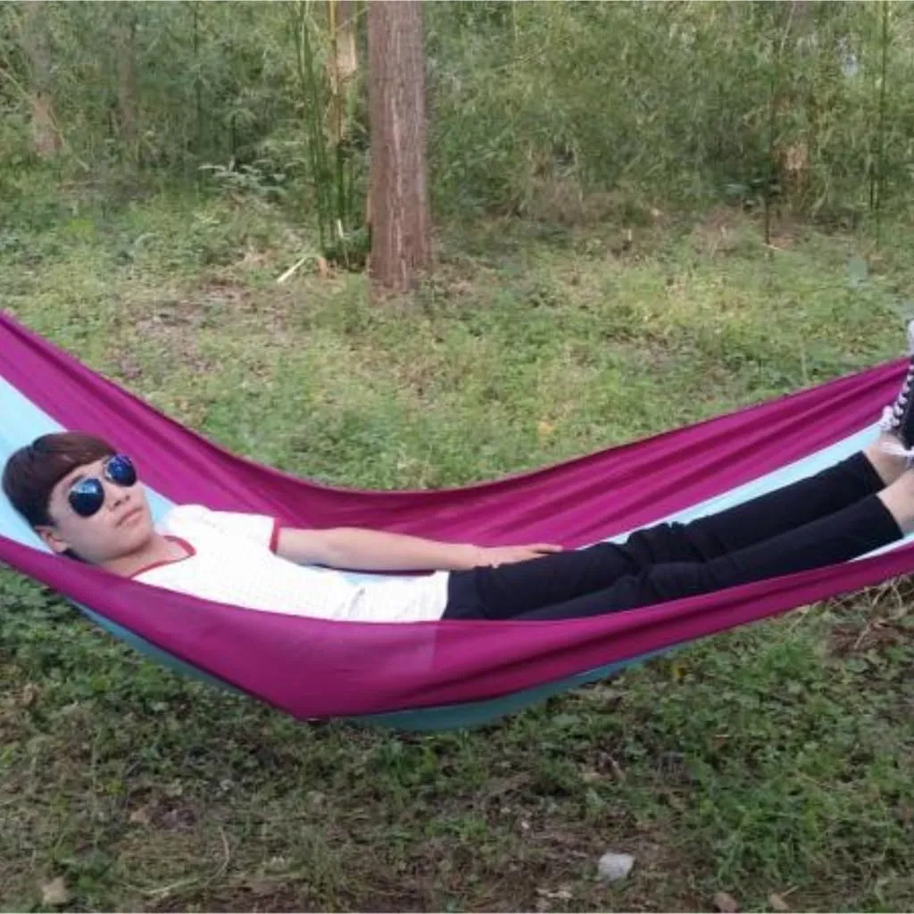 Hammock Double Outdoor Camping Canvas Hammock Single Double Camping Thickened Hanging Chair Dormitory Swing Portable Hammock Outdoor(Red,Large)