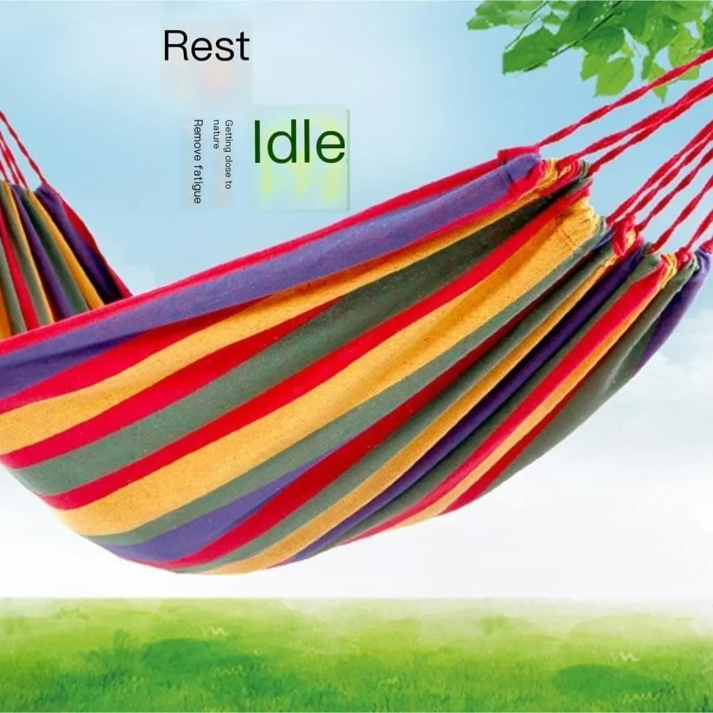 Hammock Double Outdoor Camping Canvas Hammock Single Double Camping Thickened Hanging Chair Dormitory Swing Portable Hammock Outdoor(Red,Large)