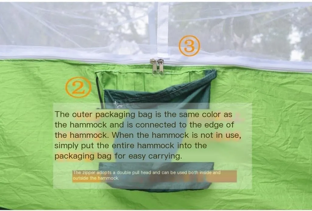 Hammock Double Outdoor Camping Outdoor Mosquito Net Hammock Double 210T Nylon Anti-Mosquito Parachute Cloth Air Camping Tent Hammock Outdoor(Blue)