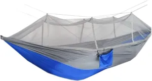 Hammock Double Outdoor Camping Outdoor Mosquito Net Hammock Double 210T Nylon Anti-Mosquito Parachute Cloth Air Camping Tent Hammock Outdoor(Blue)