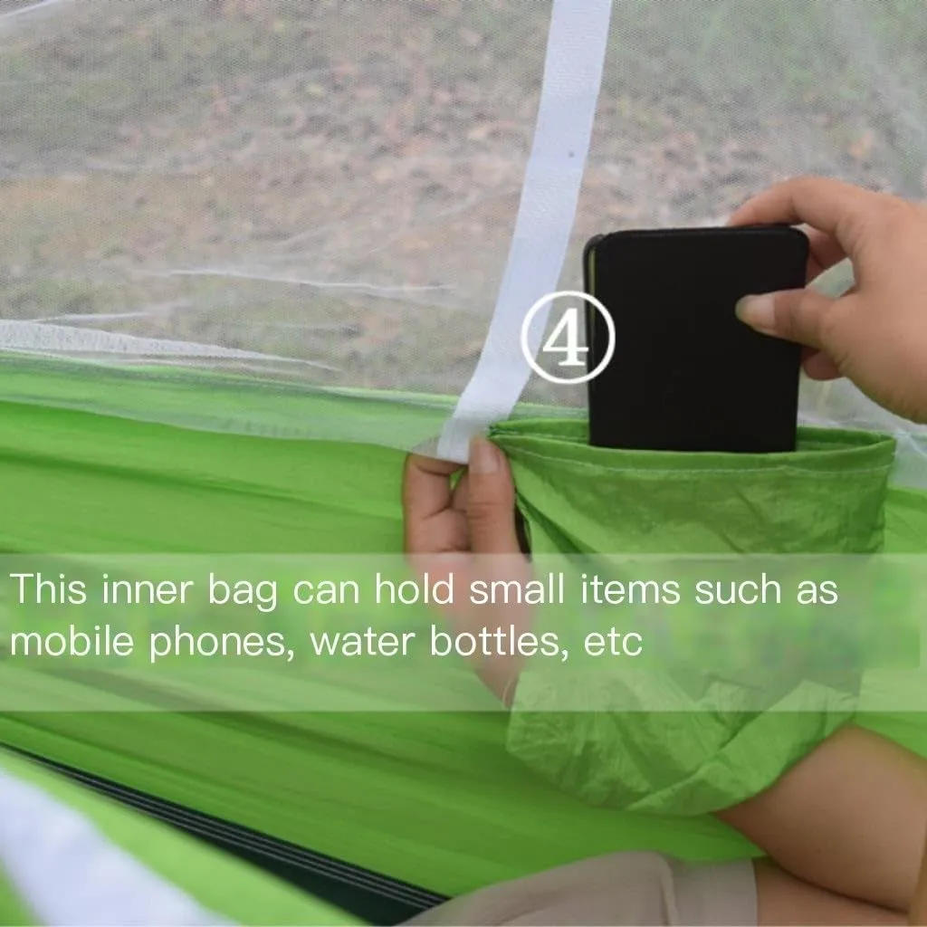 Hammock Double Outdoor Camping Outdoor Mosquito Net Hammock Double 210T Nylon Anti-Mosquito Parachute Cloth Air Camping Tent Hammock Outdoor(Blue)