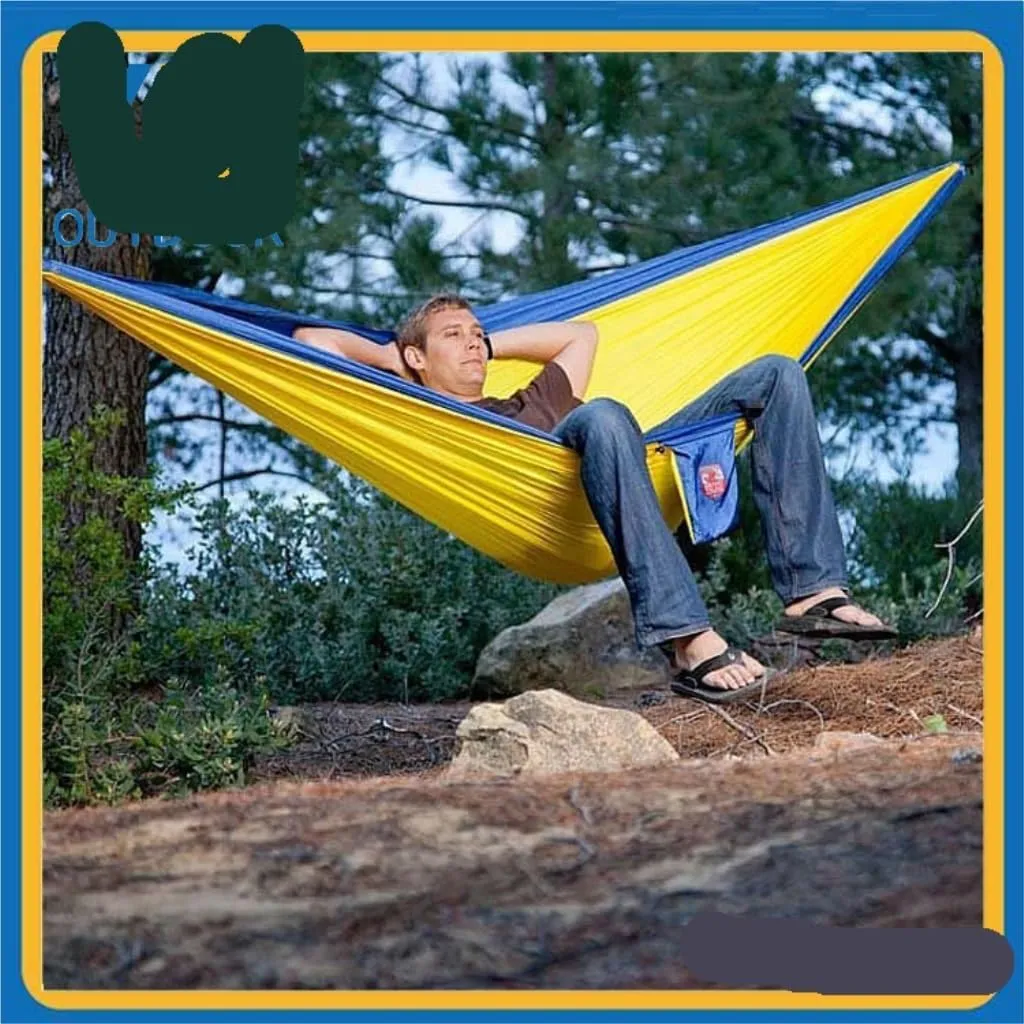 Hammock Double Outdoor Camping Parachute Cloth Hammock 270 * 140cm Lightweight Hammock Color Matching Load-Bearing 300KG Hammock Outdoor