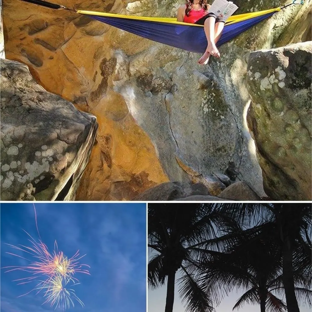 Hammock Double Outdoor Camping Parachute Cloth Hammock 270 * 140cm Lightweight Hammock Color Matching Load-Bearing 300KG Hammock Outdoor