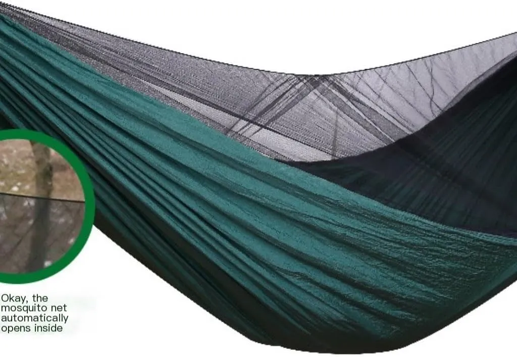 Hammock Double Outdoor Camping Quick-Open Mosquito Net Hammock 210T Nylon Hammock with Mosquito Net Outdoor Swing Hammock Hammock Outdoor(Black)