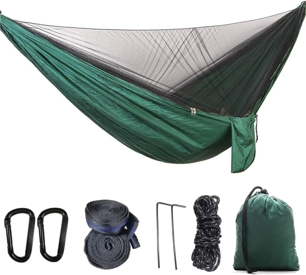 Hammock Double Outdoor Camping Quick-Open Mosquito Net Hammock 210T Nylon Hammock with Mosquito Net Outdoor Swing Hammock Hammock Outdoor(Black)