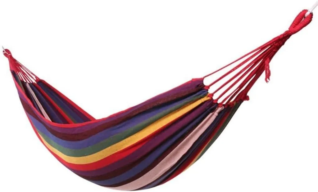 Hammock Double Outdoor Hammock Picnic Adult Outdoor Home Bedroom Hanging Chair Outdoor Light Hanging Chair Anti-Rollover Hammock Outdoor(White,Large)