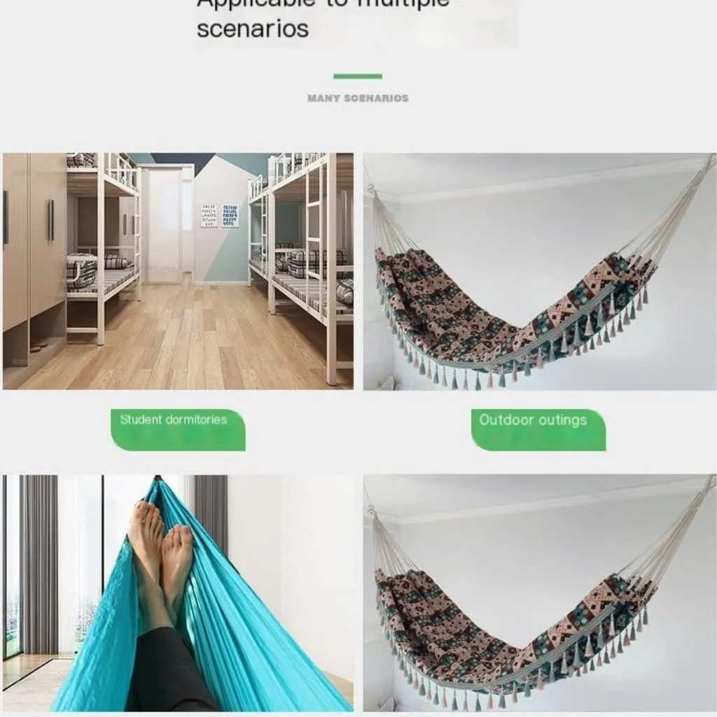 Hammock Double Outdoor Jacquard Retro Geometric Nordic Canvas Double Plus Size Hammock Outdoor Indoor Camping Portable Hammock Outdoor(B)