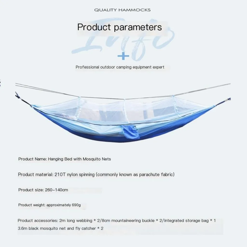 Hammock Double Outdoor Portable Camping Single Double Mosquito Net Hammock Anti-Mosquito Camping Mesh Mosquito Net Hammock Hammock Outdoor(B)