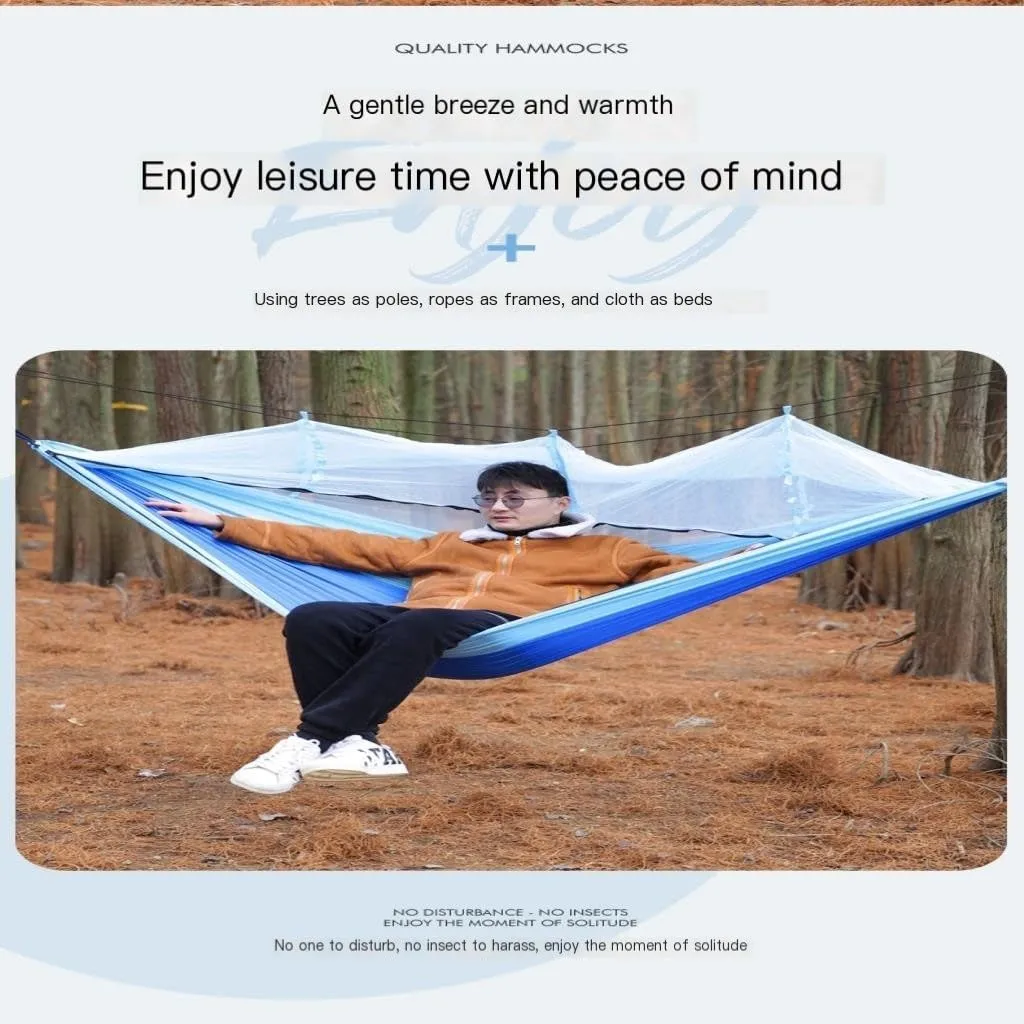 Hammock Double Outdoor Portable Camping Single Double Mosquito Net Hammock Anti-Mosquito Camping Mesh Mosquito Net Hammock Hammock Outdoor(B)