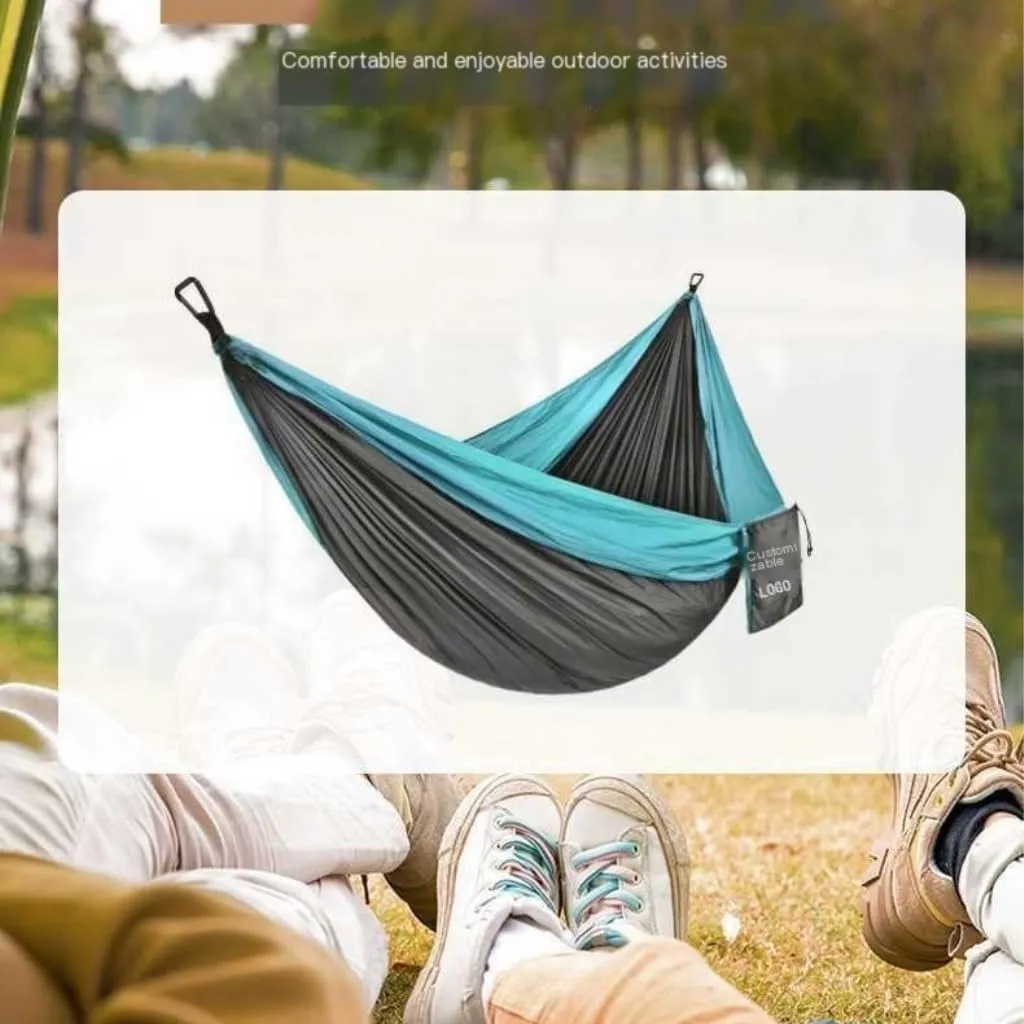 Hammock Double Outdoor Single Hammock Anti-Rollover Outdoor Portable Camping Hanging Chair Double Parachute Cloth Hammock Hammock Outdoor(Green)